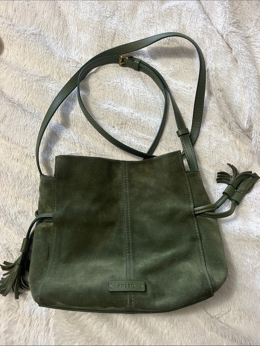Gorgeous green suede designer purse